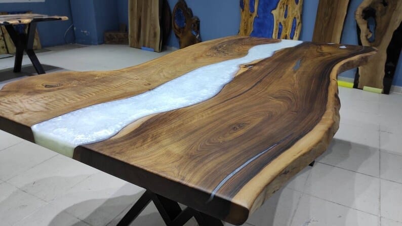 Customized Large Epoxy Table, Clear White Epoxy, Dining Table for 2, 4, 6, 8, Living Room Table Epoxy Coffee Table Top, Resin Bar Counter - resinhomefurniture