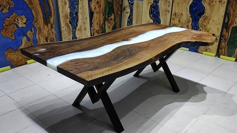 Customized Large Epoxy Table, Clear White Epoxy, Dining Table for 2, 4, 6, 8, Living Room Table Epoxy Coffee Table Top, Resin Bar Counter - resinhomefurniture