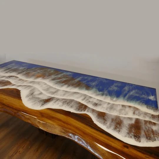 Customized Large Epoxy Table, Live Edge Wood with Ocean Waves Look, Resin Dining Table for 2, 4, 6, 8, Epoxy Coffee Table, Living Room Table, Home décor - resinhomefurniture