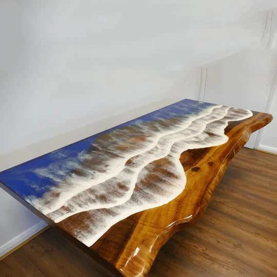 Customized Large Epoxy Table, Live Edge Wood with Ocean Waves Look, Resin Dining Table for 2, 4, 6, 8, Epoxy Coffee Table, Living Room Table, Home décor - resinhomefurniture