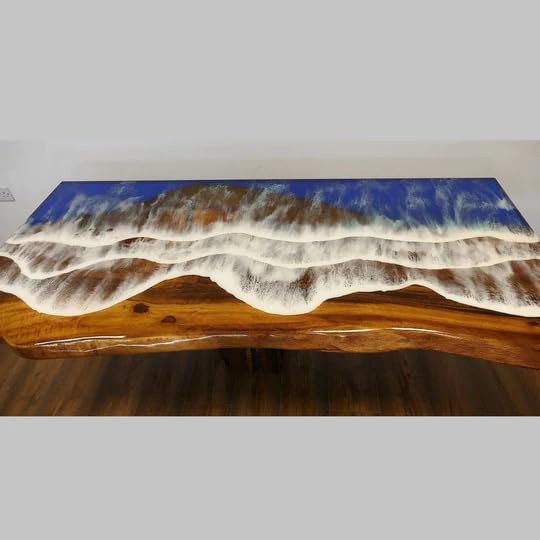 Customized Large Epoxy Table, Live Edge Wood with Ocean Waves Look, Resin Dining Table for 2, 4, 6, 8, Epoxy Coffee Table, Living Room Table, Home décor - resinhomefurniture