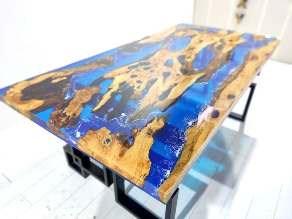 Customized Large Epoxy Table, Mountain Blue Resin , Dining Table for 2, 4, 6, 8, Living Room Table Epoxy Coffee Table Top, Resin Bar Counter - resinhomefurniture