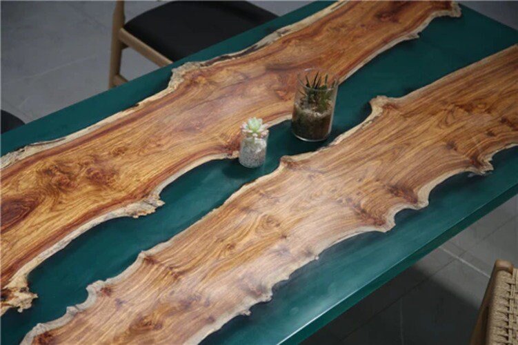 Customized Large Epoxy Table, Multi Green Wave, Dining Table for 2, 4, 6, 8, Living Room Table Epoxy Coffee Table Top, Resin Bar Counter - resinhomefurniture