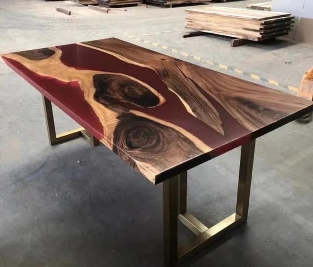 Customized Large Epoxy Table, Red Resin River Dining Table for 2, 4, 6, 8 River epoxy Dining Table, Epoxy Coffee Table, Living Room Table, Home décor - resinhomefurniture