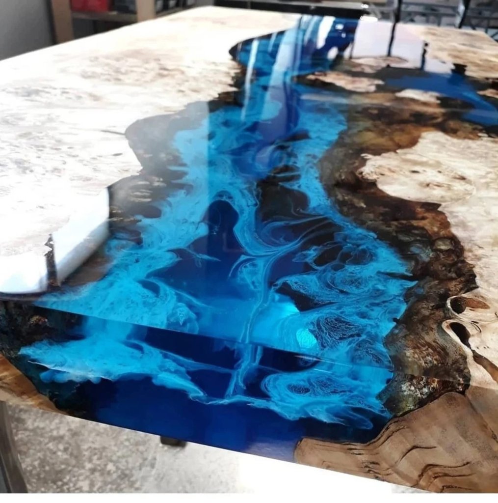 Customized Large EPOXY Table, Resin Dining Table for 2, 4, 6, 8 River Dining Table Top, Smoky River, Wood Epoxy Coffee Table Top, Living Room Table - resinhomefurniture