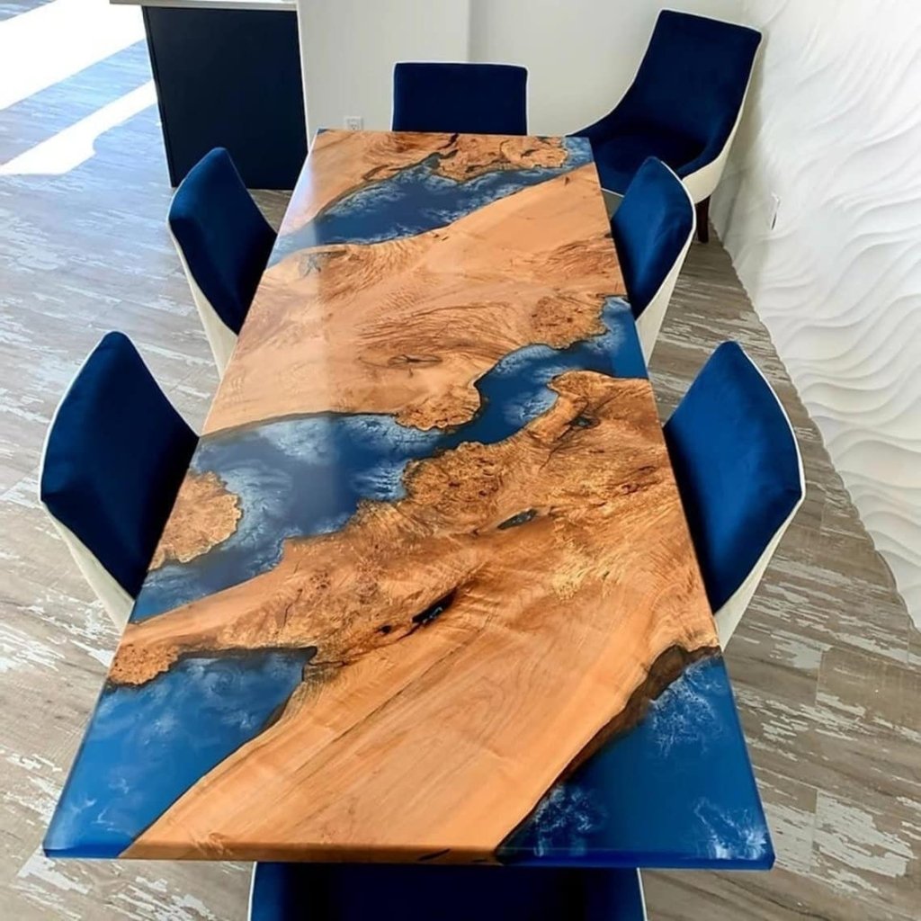 Customized Large EPOXY Table, Resin Dining Table for 2, 4, 6, 8 Wood River Dining Table Top, Wood Epoxy Coffee Table Top, Living Room Table - resinhomefurniture