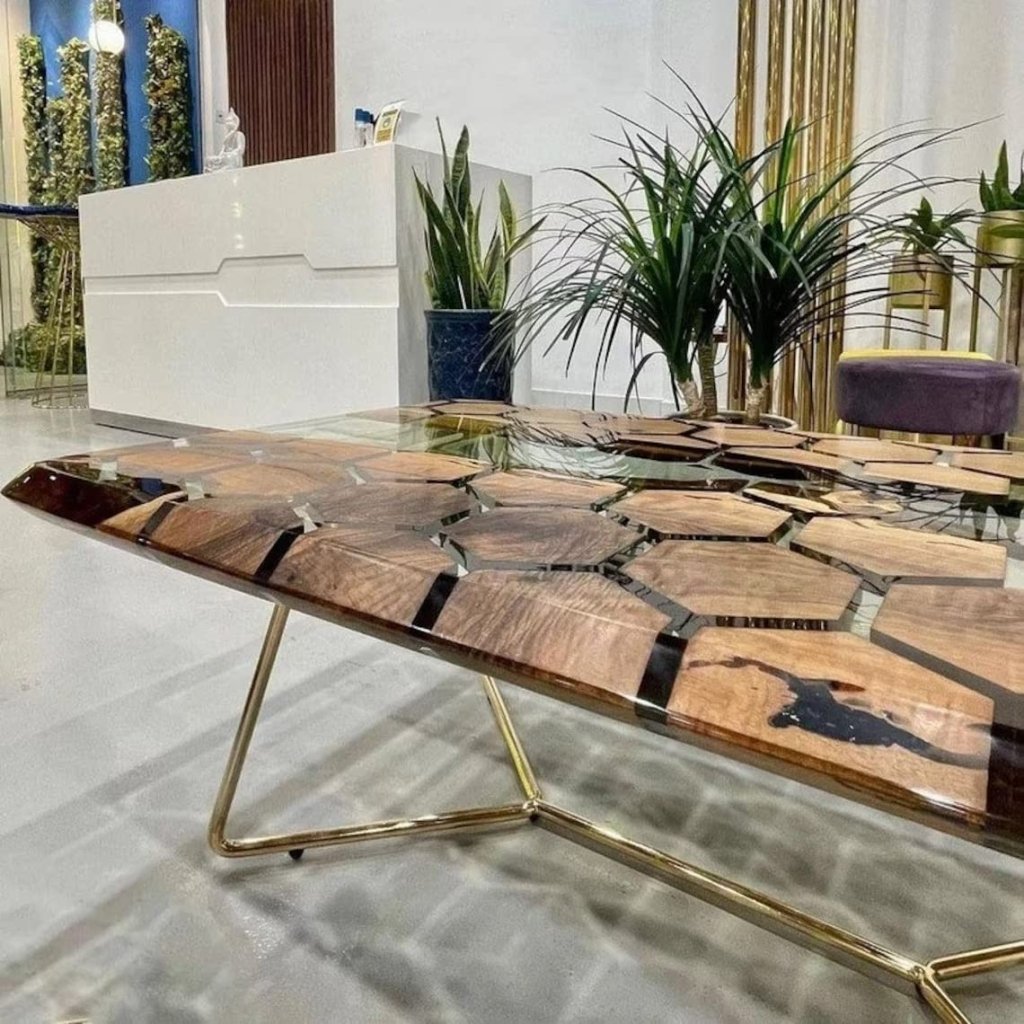 Customized Large Epoxy Table, Resin Dining Table Hezagon Wood Table for 2, 4, 6, 8 River epoxy Dining Table, Epoxy Coffee Table, Living Room Table, Home décor - resinhomefurniture