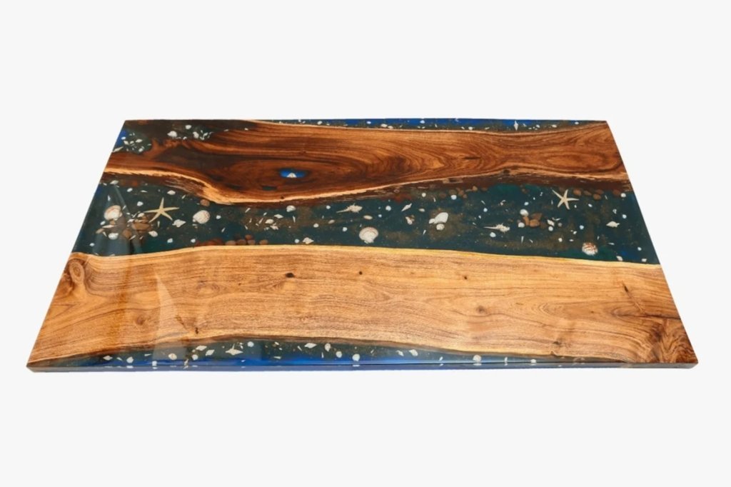 Customized Large Epoxy Table, Resin River Dining Table, Deep Sea Shells Table for 2, 4, 6, 8 Flexible and Customized, Living Room Table, Home décor - resinhomefurniture