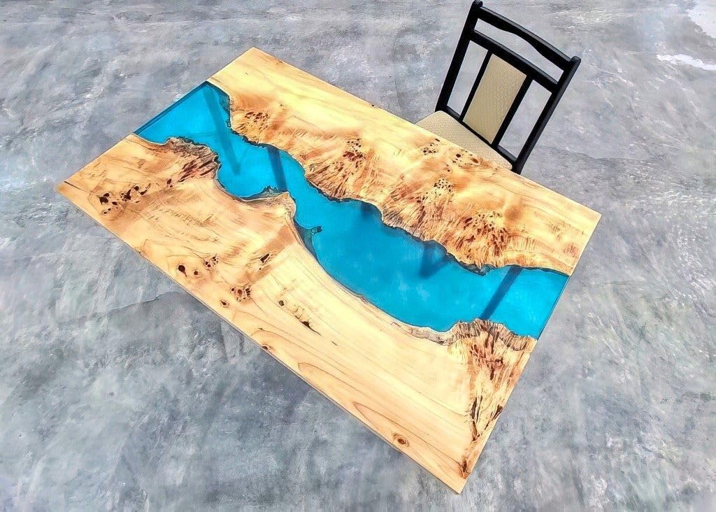 Customized Large Epoxy Table, Single Blue River Look, Resin Dining Table for 2, 4, 6, 8, Epoxy Coffee Table, Living Room Table, Home décor - resinhomefurniture