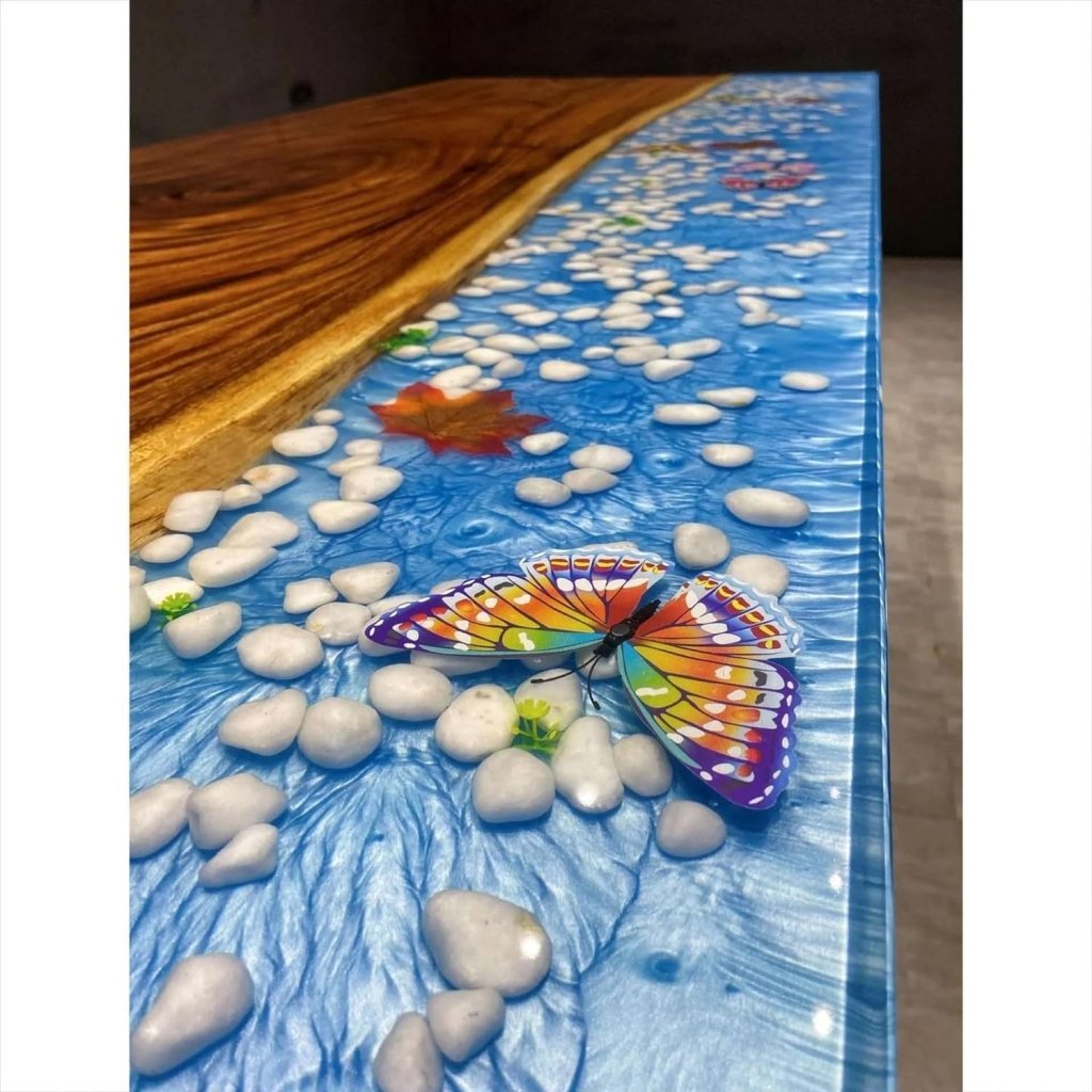 Customized Large Epoxy Table, Unique Ocean Beach with Stone Look, Resin Dining Table for 2, 4, 6, 8, Epoxy Coffee Table, Living Room Table, Home décor - resinhomefurniture