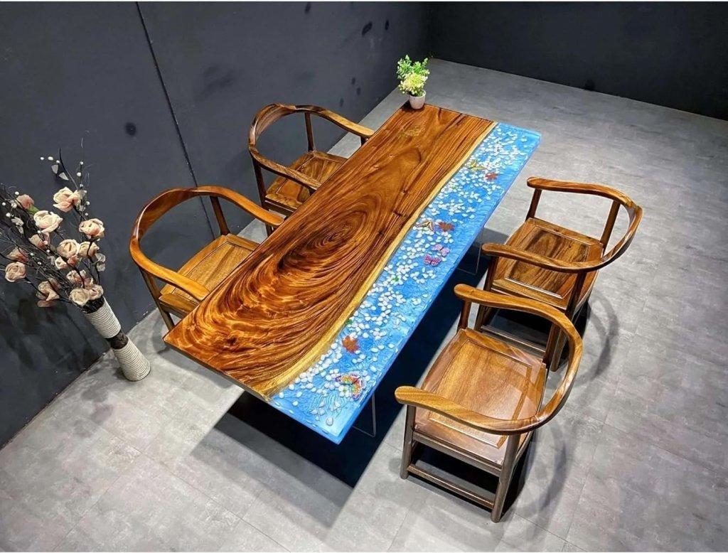 Customized Large Epoxy Table, Unique Ocean Beach with Stone Look, Resin Dining Table for 2, 4, 6, 8, Epoxy Coffee Table, Living Room Table, Home décor - resinhomefurniture