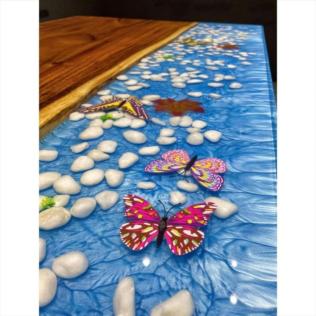 Customized Large Epoxy Table, Unique Ocean Beach with Stone Look, Resin Dining Table for 2, 4, 6, 8, Epoxy Coffee Table, Living Room Table, Home décor - resinhomefurniture