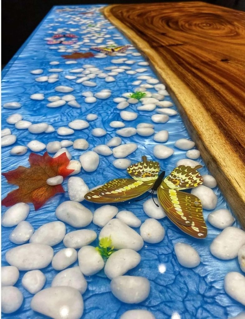 Customized Large Epoxy Table, Unique Ocean Beach with Stone Look, Resin Dining Table for 2, 4, 6, 8, Epoxy Coffee Table, Living Room Table, Home décor - resinhomefurniture