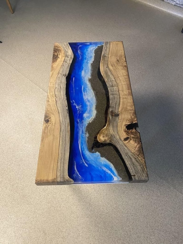 Customized Large Epoxy Table, Wooden Sand with Ocean Look, Resin Dining Table for 2, 4, 6, 8, Epoxy Coffee Table, Living Room Table, Home décor - resinhomefurniture