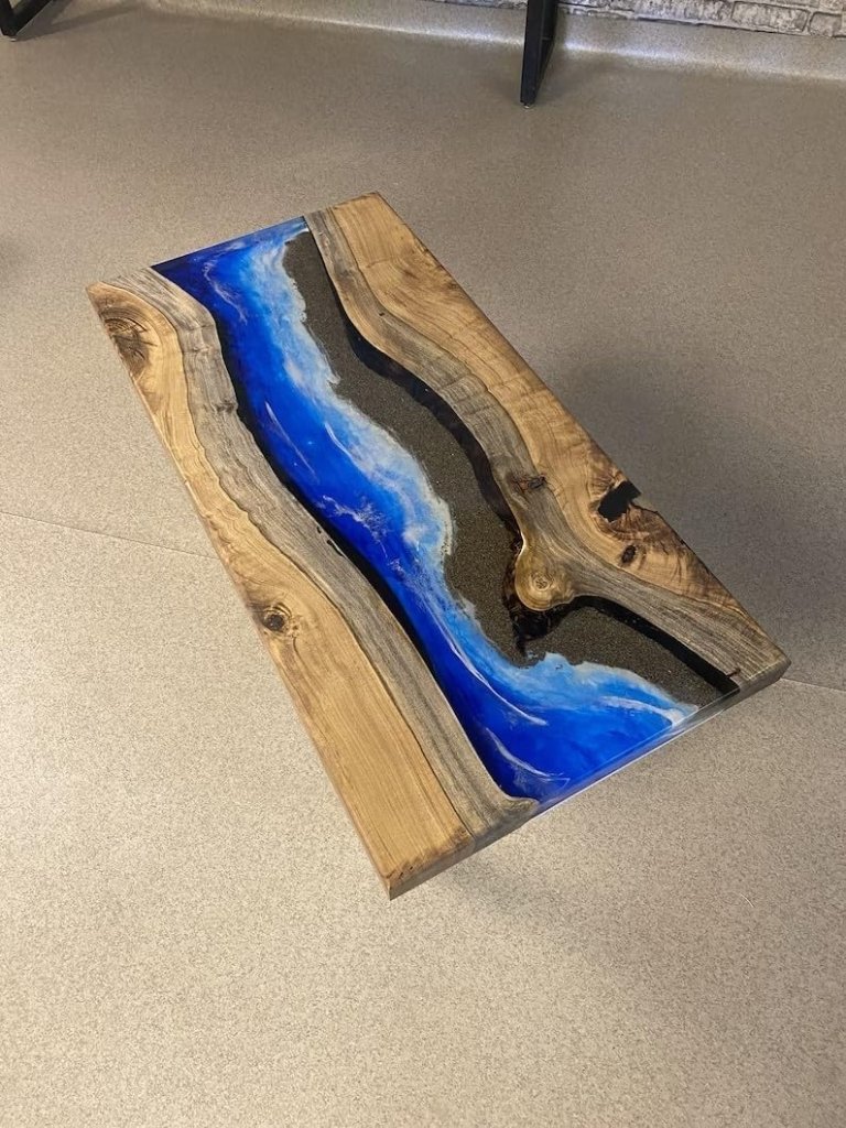 Customized Large Epoxy Table, Wooden Sand with Ocean Look, Resin Dining Table for 2, 4, 6, 8, Epoxy Coffee Table, Living Room Table, Home décor - resinhomefurniture