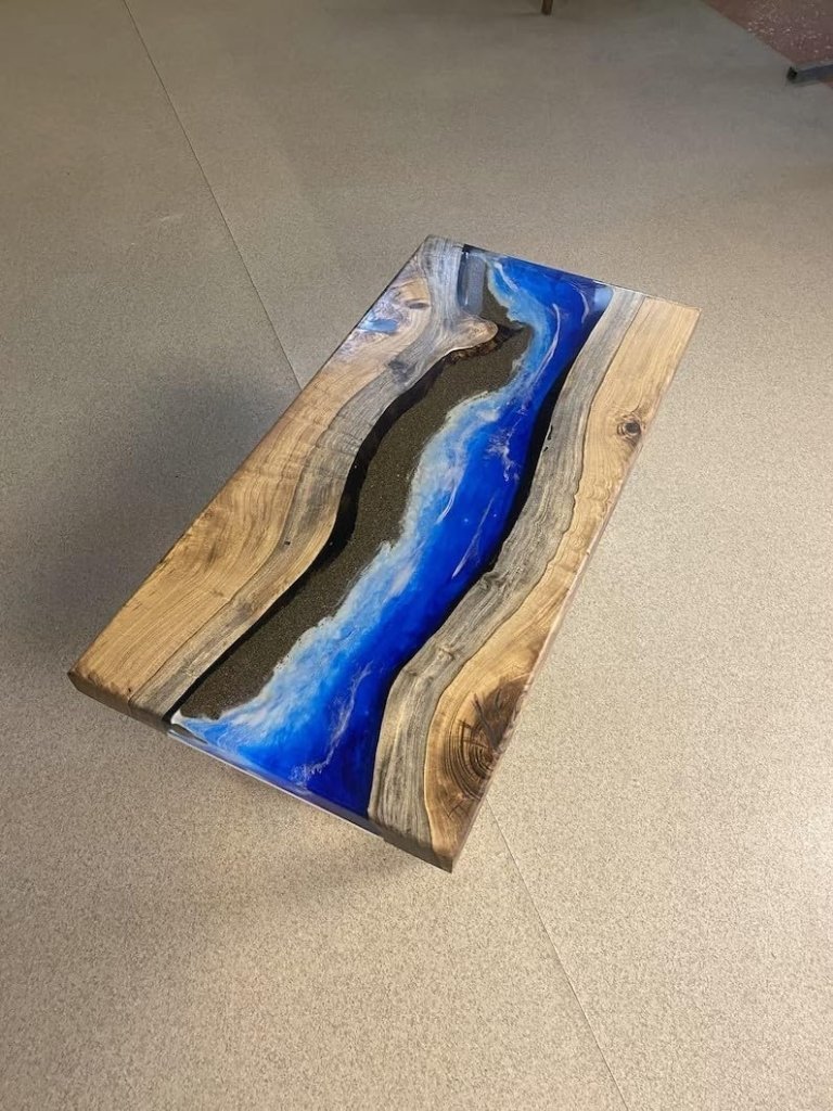 Customized Large Epoxy Table, Wooden Sand with Ocean Look, Resin Dining Table for 2, 4, 6, 8, Epoxy Coffee Table, Living Room Table, Home décor - resinhomefurniture