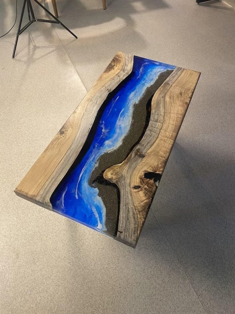 Customized Large Epoxy Table, Wooden Sand with Ocean Look, Resin Dining Table for 2, 4, 6, 8, Epoxy Coffee Table, Living Room Table, Home décor - resinhomefurniture