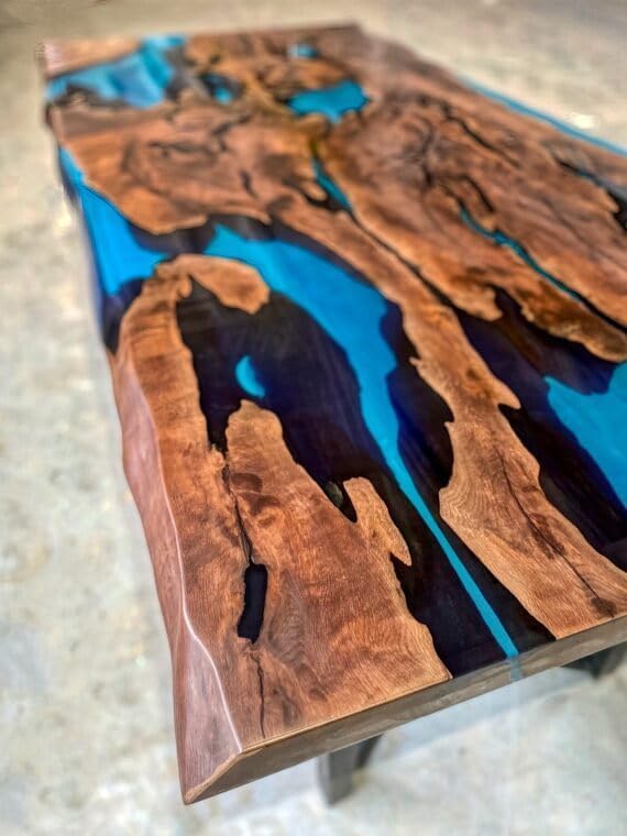 Customized Large Epoxy Table,Blue Multi River Look, Resin Dining Table for 2, 4, 6, 8, Epoxy Coffee Table, Living Room Table, Home décor - resinhomefurniture