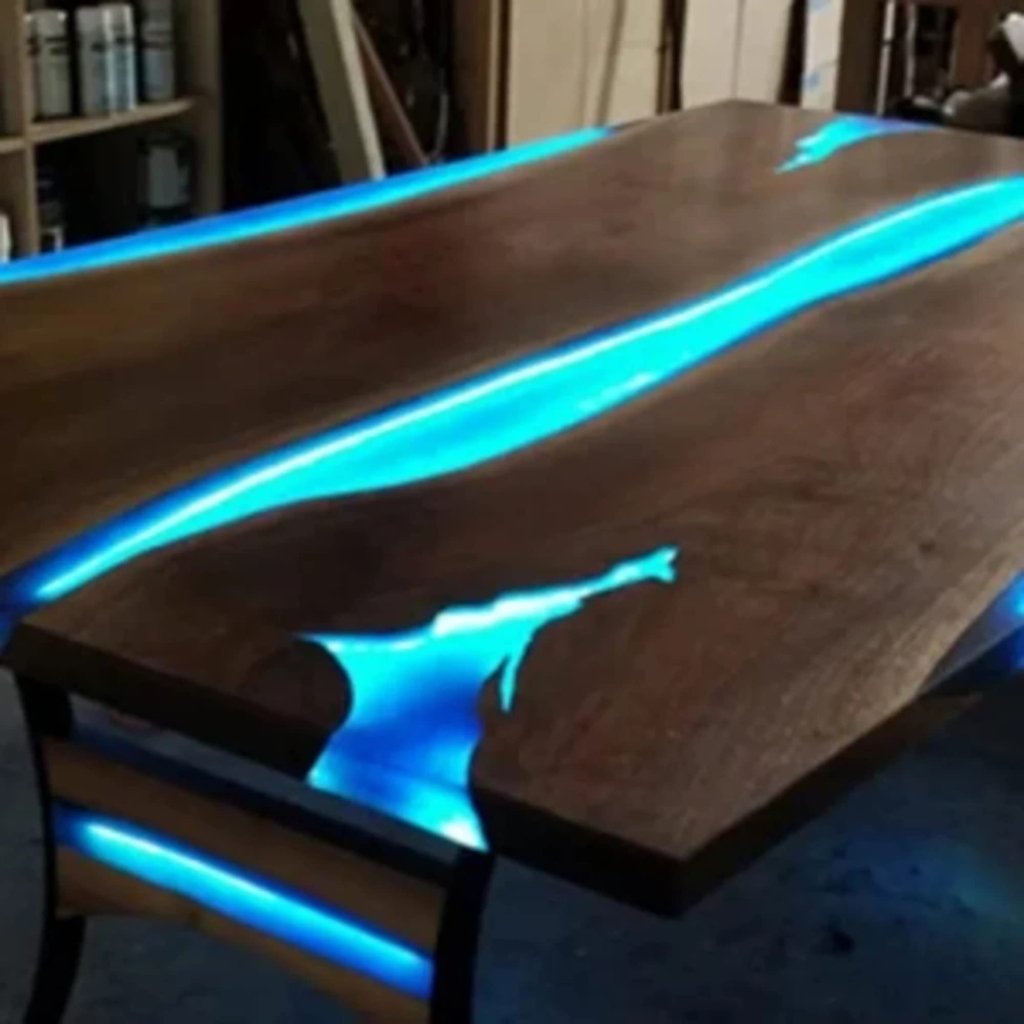 Customized Large nightglow EPOXY Table, Resin Dining Table for 2, 4, 6, 8 River Dining Table Top, Wood Epoxy Coffee Table Top, Living Room Table - resinhomefurniture