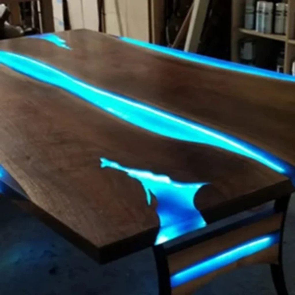 Customized Large nightglow EPOXY Table, Resin Dining Table for 2, 4, 6, 8 River Dining Table Top, Wood Epoxy Coffee Table Top, Living Room Table - resinhomefurniture