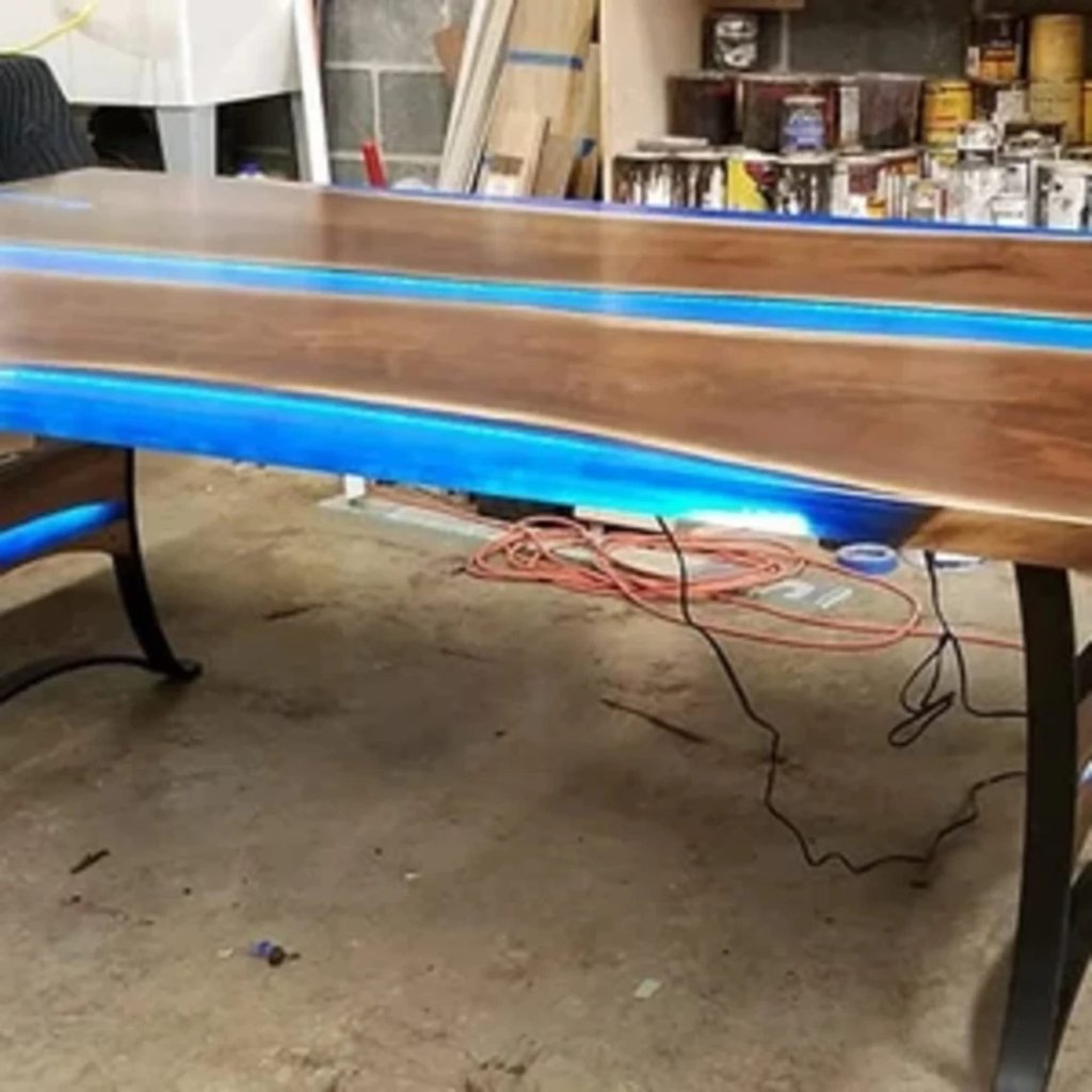 Customized Large nightglow EPOXY Table, Resin Dining Table for 2, 4, 6, 8 River Dining Table Top, Wood Epoxy Coffee Table Top, Living Room Table - resinhomefurniture