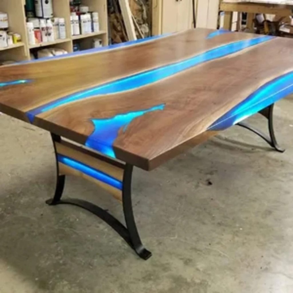 Customized Large nightglow EPOXY Table, Resin Dining Table for 2, 4, 6, 8 River Dining Table Top, Wood Epoxy Coffee Table Top, Living Room Table - resinhomefurniture