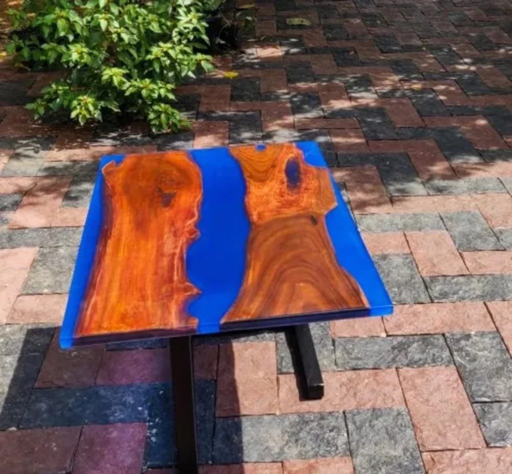 Customized Large Unique Blue EPOXY Table, Resin Dining Table for 2, 4, 6, 8 River Dining Table Top, Wood Epoxy Coffee Table Top, Living Room Table - resinhomefurniture