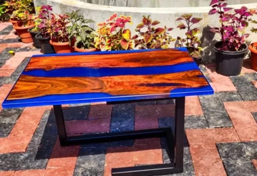 Customized Large Unique Blue EPOXY Table, Resin Dining Table for 2, 4, 6, 8 River Dining Table Top, Wood Epoxy Coffee Table Top, Living Room Table - resinhomefurniture