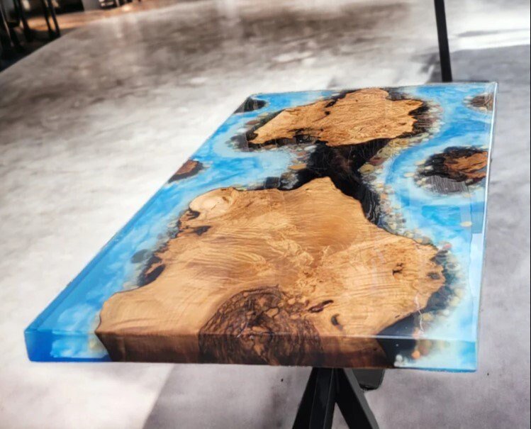 Customized Ocean Look With Waves Epoxy Dining Table Coffee Table End Table Wooden Table Living Room Table Bar Counter Home D?cor side Table - resinhomefurniture