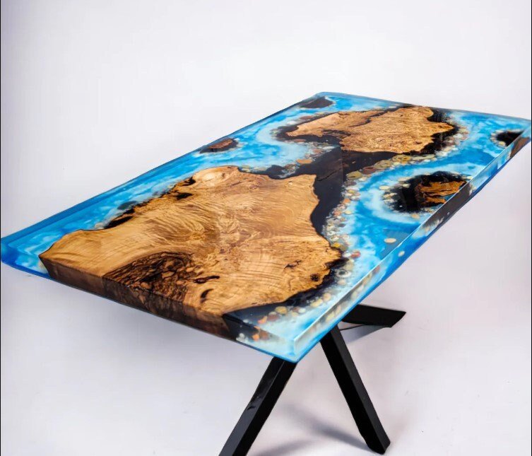 Customized Ocean Look With Waves Epoxy Dining Table Coffee Table End Table Wooden Table Living Room Table Bar Counter Home D?cor side Table - resinhomefurniture