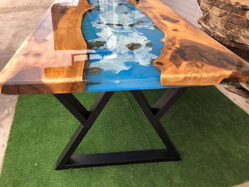 Customized Ocean Theme epoxy Resin Solid Wood Opaque Table, Dining Table, Living Room Table, Wooden Epoxy Coffee Table, Side Table - resinhomefurniture