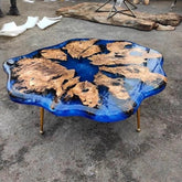 Customized Resin Epoxy Round Table Top, Blue Ocean River Look, Coffee Table Design, Resin Table, Luxury Decor Table, Walnut Table, Wooden Resin Table, - resinhomefurniture