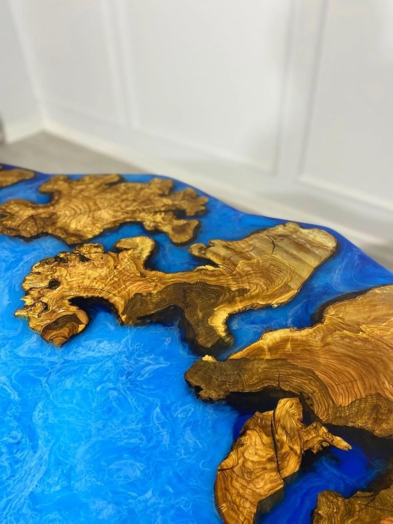 Customized Resin Epoxy Round Table Top, Unique Blue Ocean Look, Coffee Table Design, Resin Table, Luxury Decor Table, Walnut Table, Wooden Resin Table - resinhomefurniture