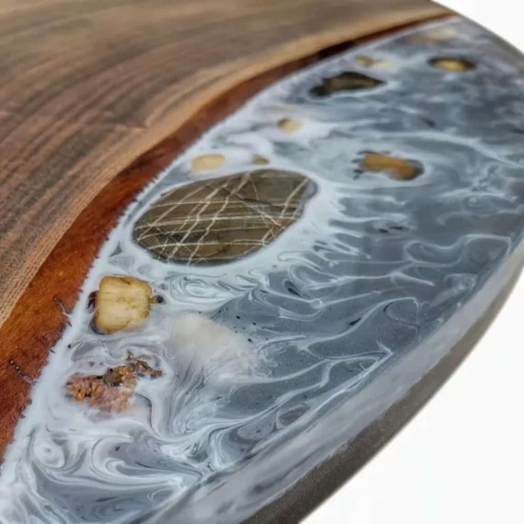 Customized Resin Epoxy Round Top Table, Solid Wood & Epoxy Resin, Epoxy River Round Top, Kitchen Top, Live Edge, Flexible Customized. - resinhomefurniture