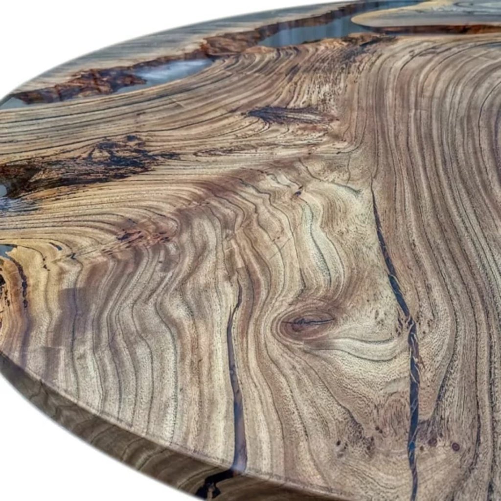 Customized Resin Epoxy Round Top Table, Solid Wood & Epoxy Resin, Epoxy River Round Top, Kitchen Top, Live Edge, Flexible Customized. - resinhomefurniture