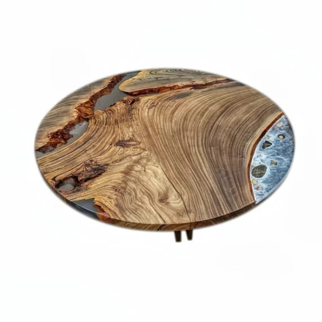 Customized Resin Epoxy Round Top Table, Solid Wood & Epoxy Resin, Epoxy River Round Top, Kitchen Top, Live Edge, Flexible Customized. - resinhomefurniture