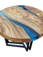 Customized Resin Epoxy Round Top Table, Unique Wooden Blue, Epoxy Resin, Epoxy River Round Top, Kitchen Top, Live Edge, 30 x 30 Inches - resinhomefurniture