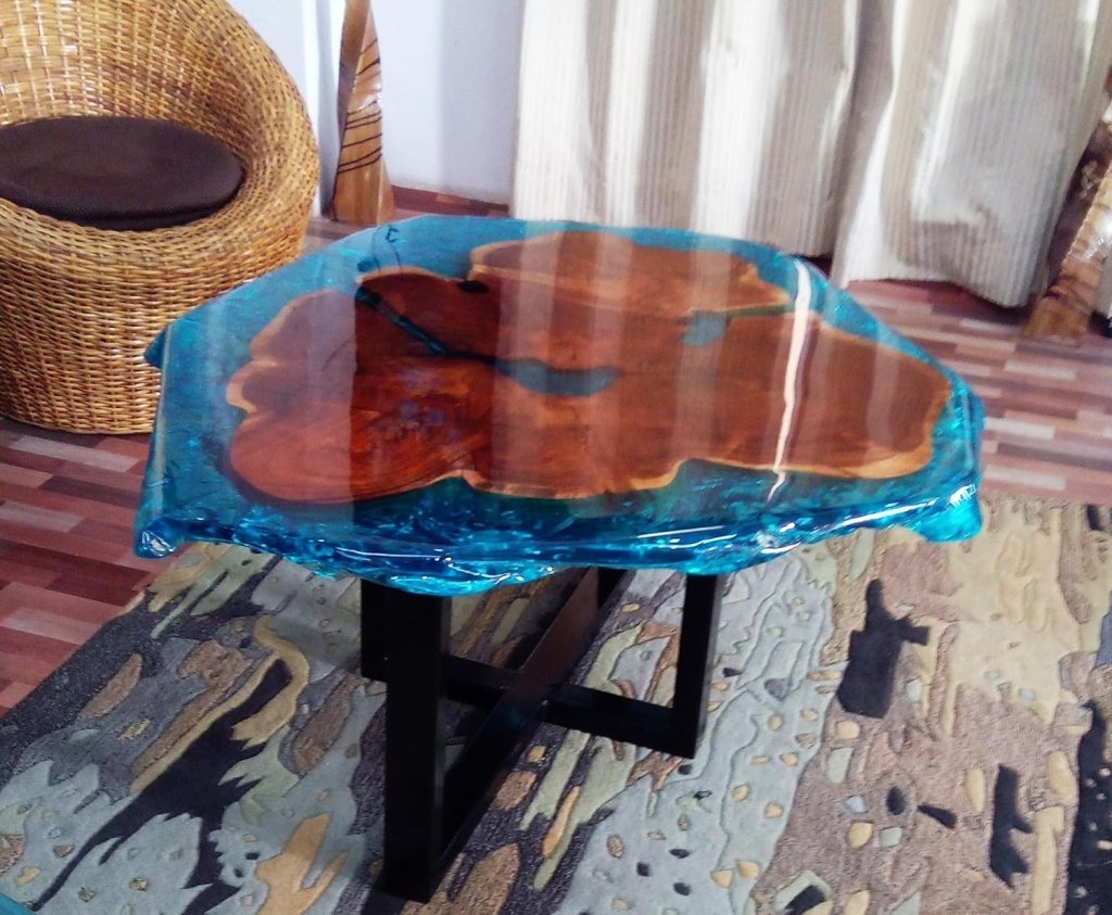 Customized Resin Round Table Top, Blue River Look Epoxy Resin, Coffee Table Design, Resin Table, Luxury Décor, Walnut Table, Wooden Resin Table - resinhomefurniture