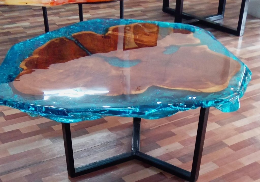 Customized Resin Round Table Top, Blue River Look Epoxy Resin, Coffee Table Design, Resin Table, Luxury Décor, Walnut Table, Wooden Resin Table - resinhomefurniture