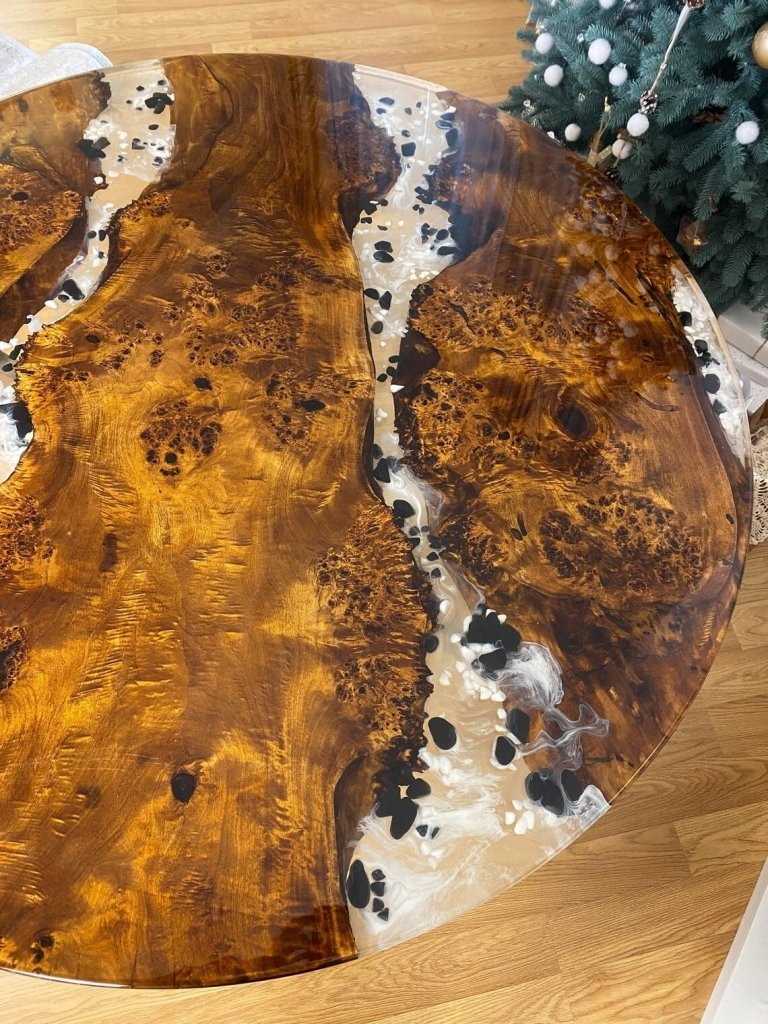Customized Round Clear Epoxy Resin Dining Table Coffee Table Centre Table Live Edge Table Console Table Living Room Table Study Table Patio Table End/Side Table - resinhomefurniture