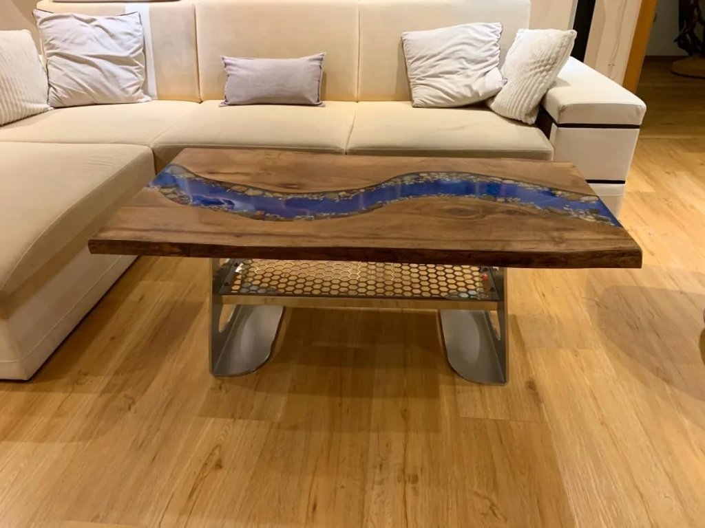 Customized Wood with River with Stone Look Epoxy Table Epoxy Coastal Table Top Dining Table Coffee Table Side/End Table Living Room Table Home Décor Wall Art Wooden Table - resinhomefurniture
