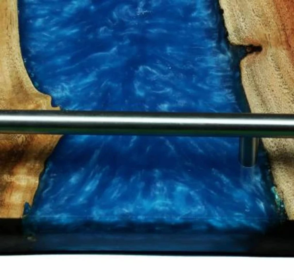 Epoxy Fully Customized Resin Green River Live Edge Wood Tray - resinhomefurniture