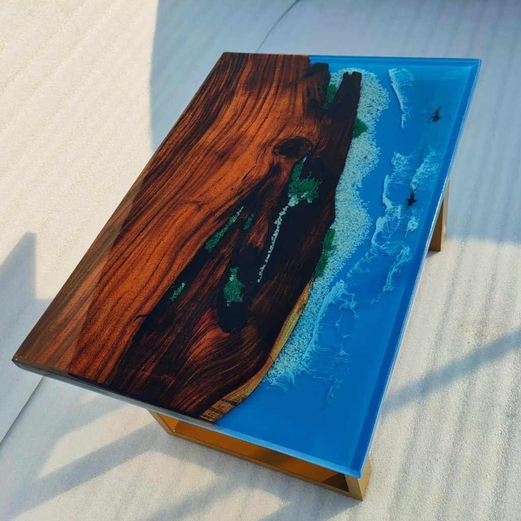 epoxy resin ocean beach solid wooden coffee tables. - resinhomefurniture