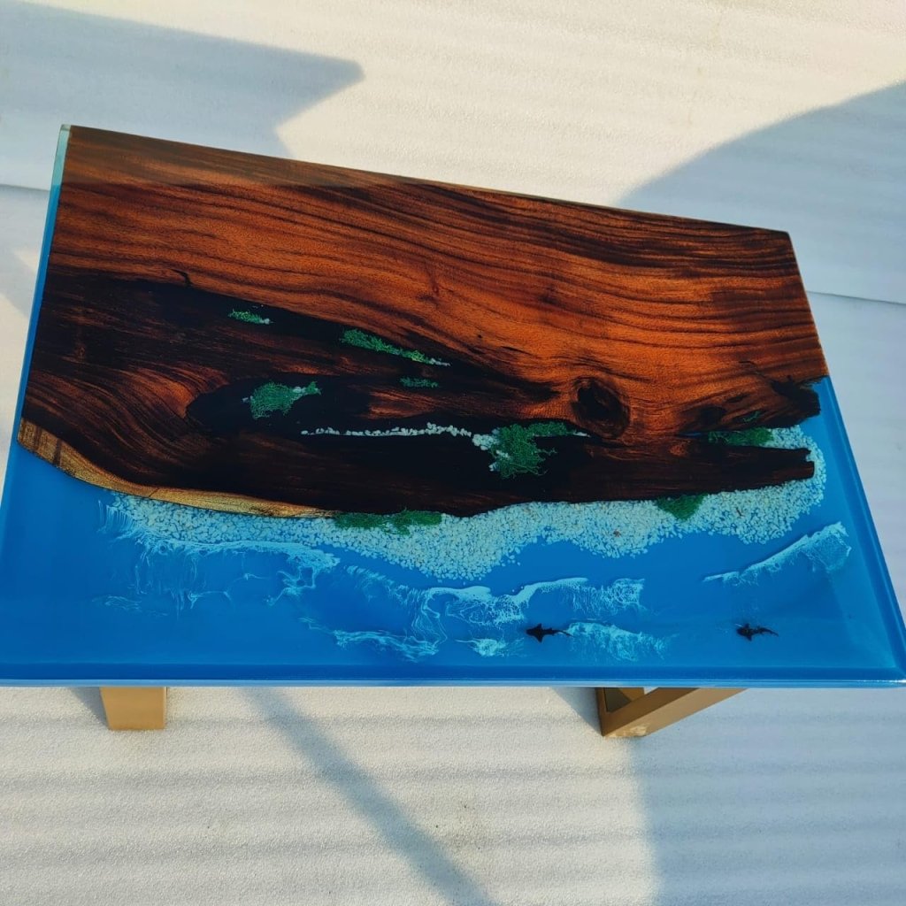 epoxy resin ocean beach solid wooden coffee tables. - resinhomefurniture
