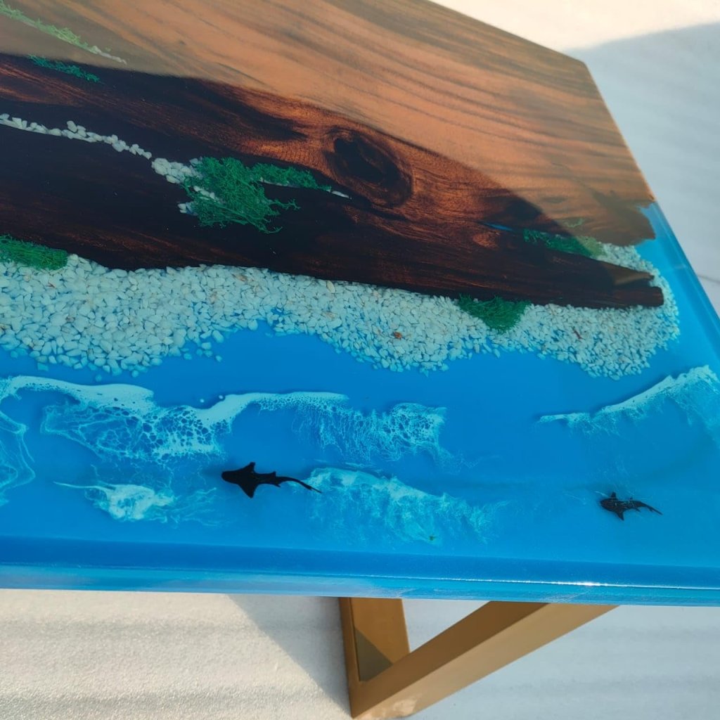 epoxy resin ocean beach solid wooden coffee tables. - resinhomefurniture