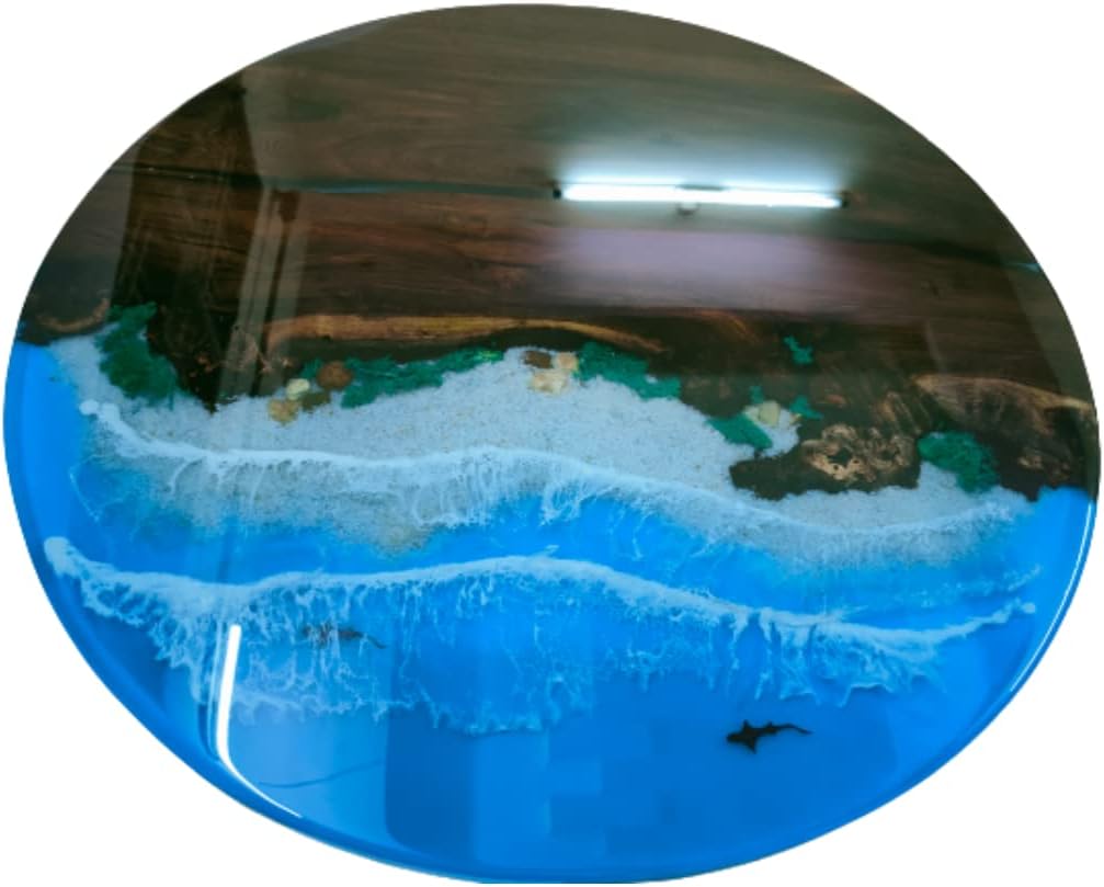 Epoxy Resin Ocean Theme Solid Wood Table - resinhomefurniture