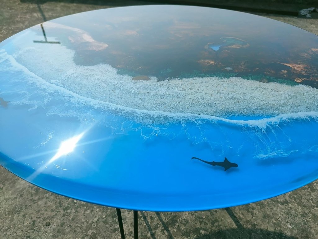 Epoxy Resin Ocean Theme Solid Wood Table - resinhomefurniture