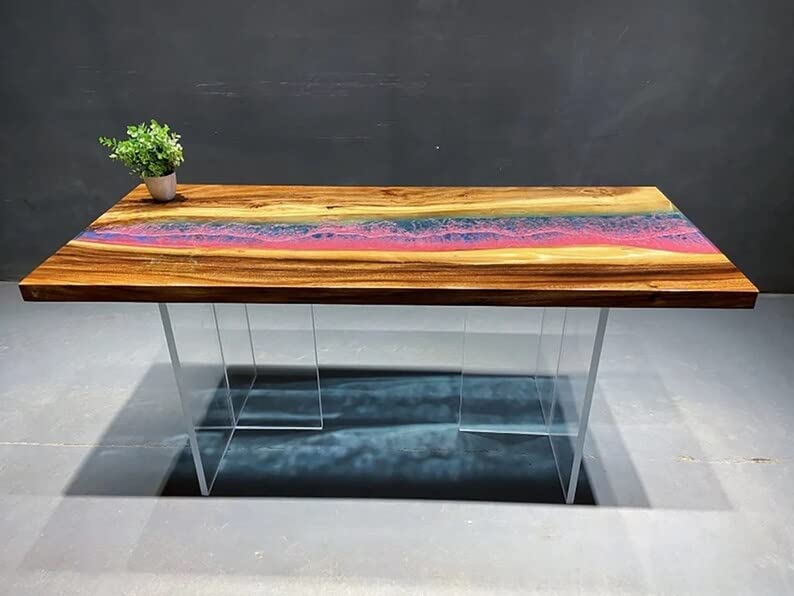 Epoxy Table Top Fully Customised Thick Resin River Table Indoor Outdoor Coffee Table Top Wooden Dining Table Top (28.5" Inches Tall, 60 x 30 Inches) - resinhomefurniture