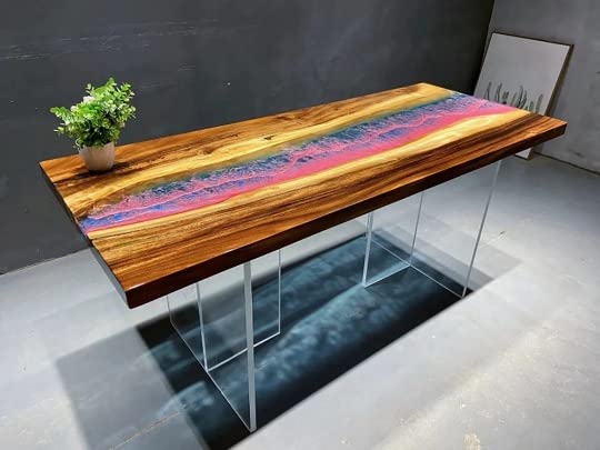 Epoxy Table Top Fully Customised Thick Resin River Table Indoor Outdoor Coffee Table Top Wooden Dining Table Top (28.5" Inches Tall, 60 x 30 Inches) - resinhomefurniture