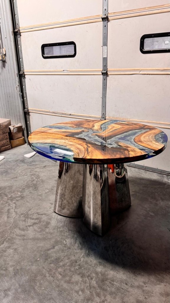 Exquisite Ocean Blue Epoxy Resin Round Dining Table Coffee Table Living Room Table Center Table Hallway Table Office Table Patio Table Console Table Side/End Table - resinhomefurniture